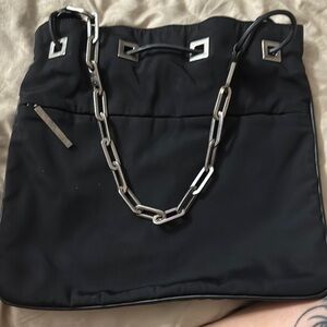 Gucci Black Tote Bag with Silver Chain